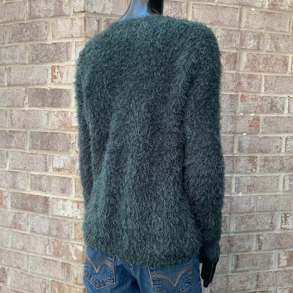 Pink Rose Fuzzy Eyelash Long Sleeve V-Neck Sweater Sz XS - Picture 5 of 14